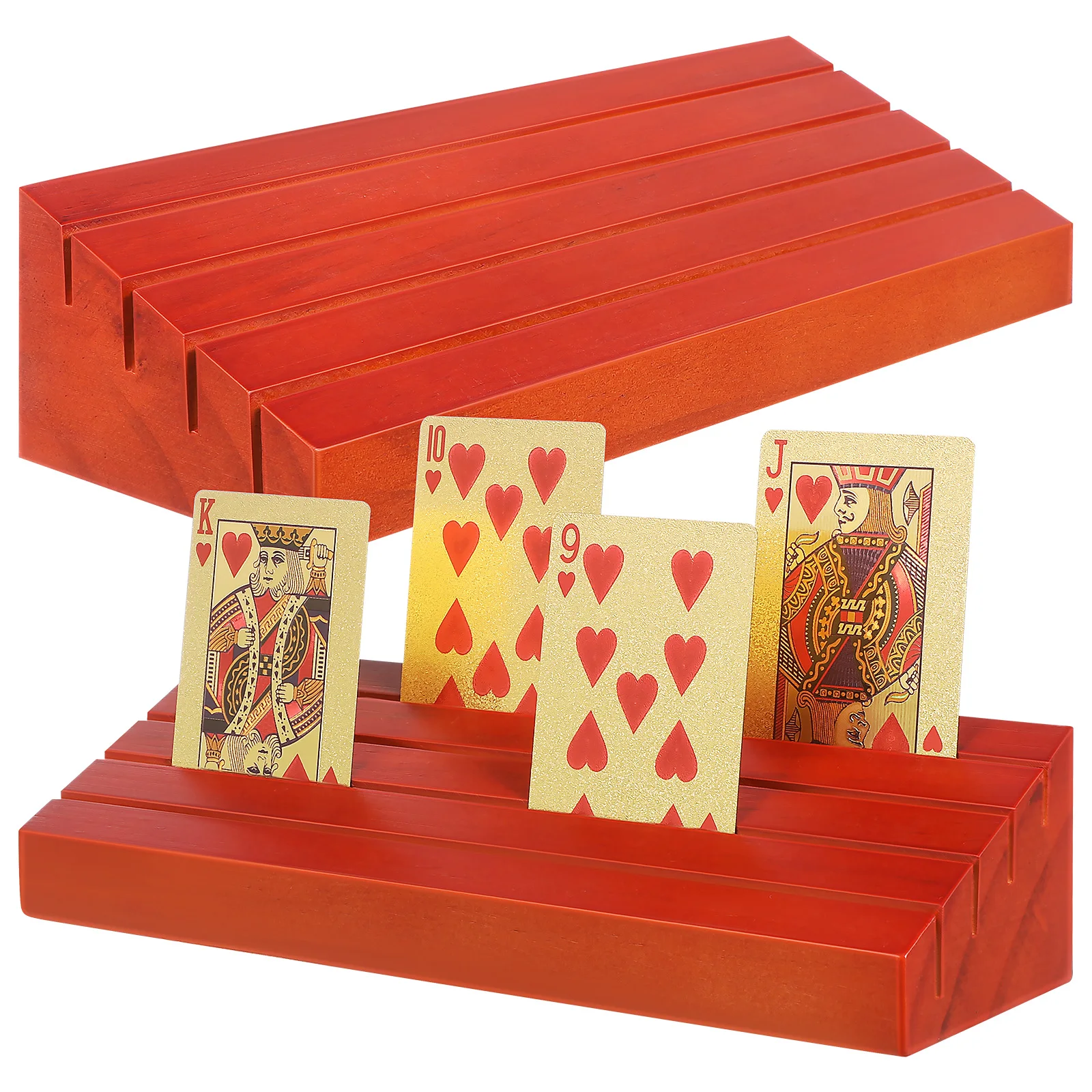 2pcs Holder Game Playing Card Holders For Adults Card Stand Handmade Pine Wood Cards Base Display Wooden Construction