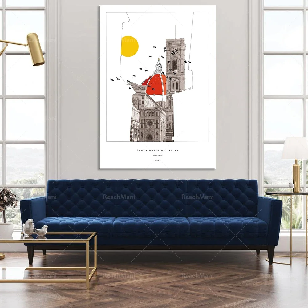 Florence Cathedral, Italy illustration, wall decoration poster