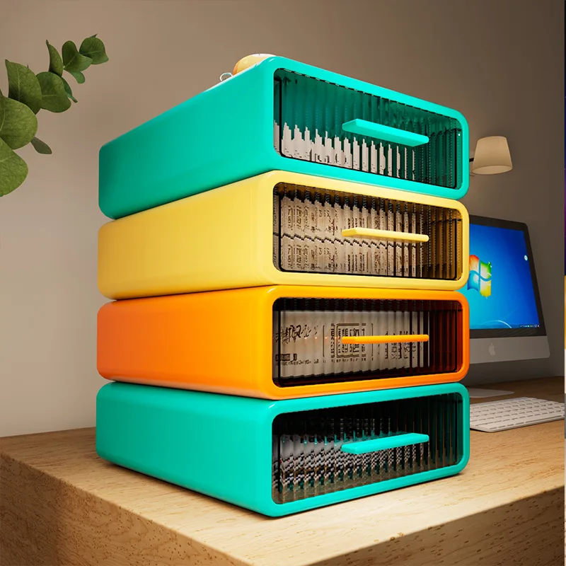 Storage Drawers Desk Organizer Document Sundries Holder Cosmetic Desktop Storage Box Cabinet Home Office Stationery Stackable