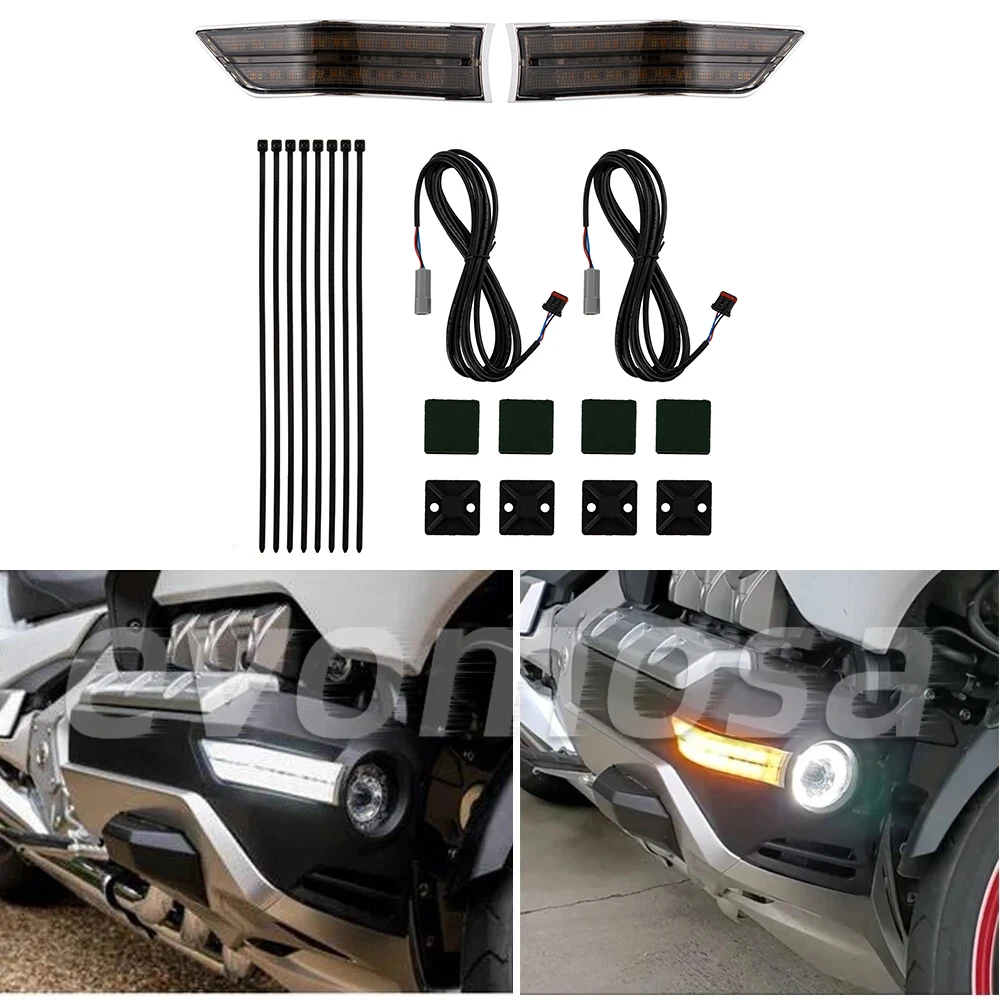 

Мотоциклетные противотуманные фары, боковые вспомогательные светодиодные указатели поворота, декоративный светильник капота для Honda GOLDWING GL1800 GL1800, Gold Wing 2018-2022