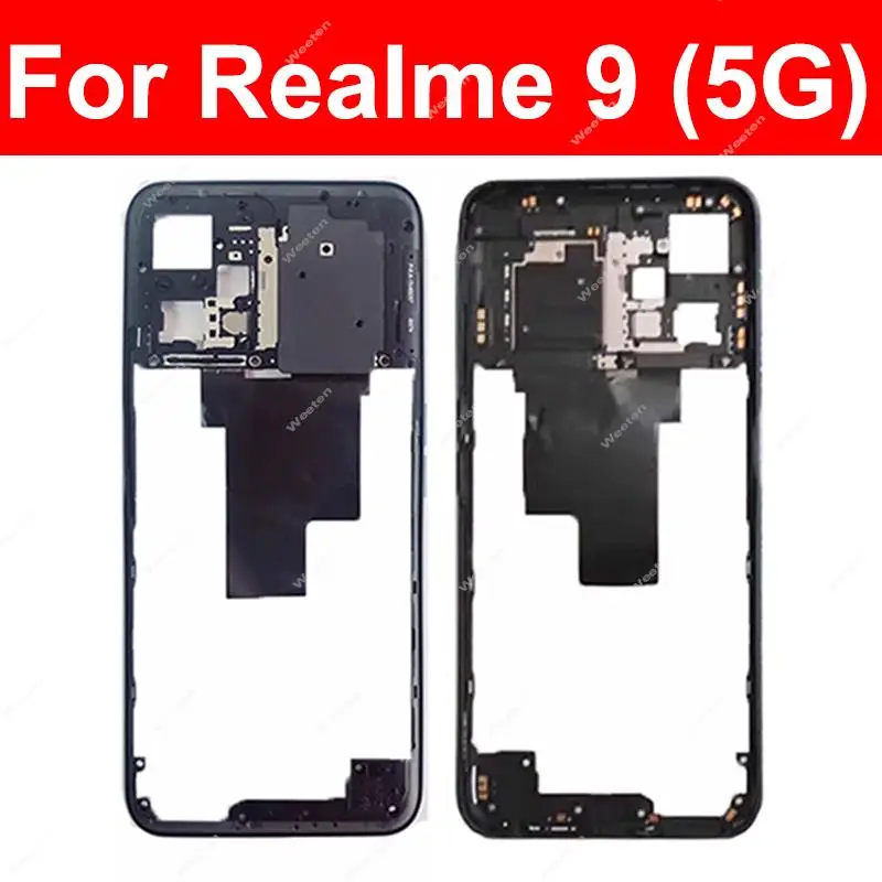 For Realme 9 5G Global RMX3474 Middle Frame Housing Cover Holder Bezel with Side Button with/without NFC Parts