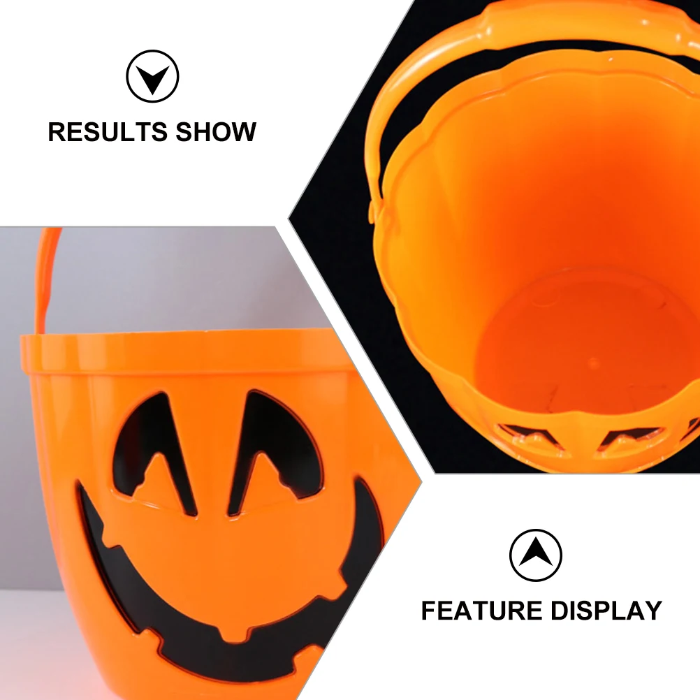 

2pcs Luminous Bucket Party Decorations Glowing Halloween Pumpkin Lamp For Home Parties Restaurant Decor Plastic Pumpkin Light