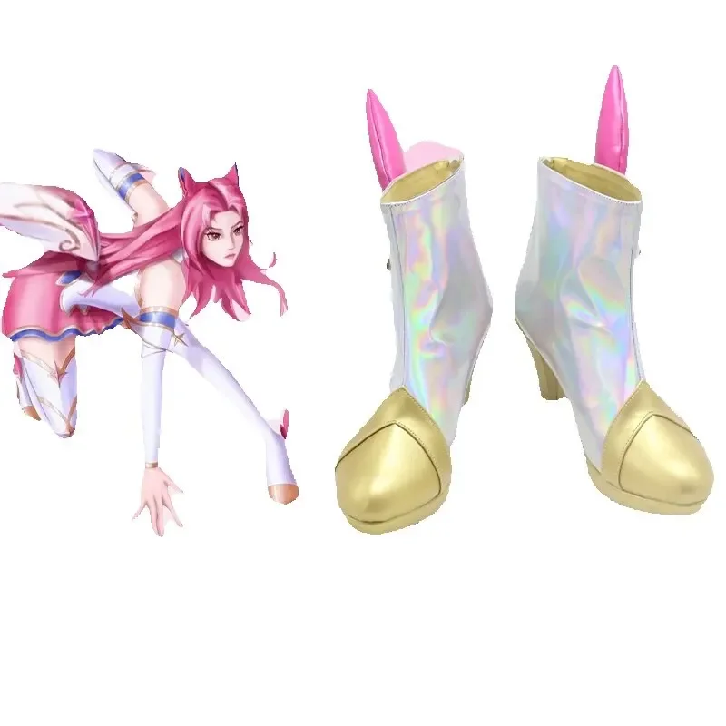 

LOL Star Guardian Kaisa Cosplay Black Shoes Halloween Carnival Custom Made White Boots