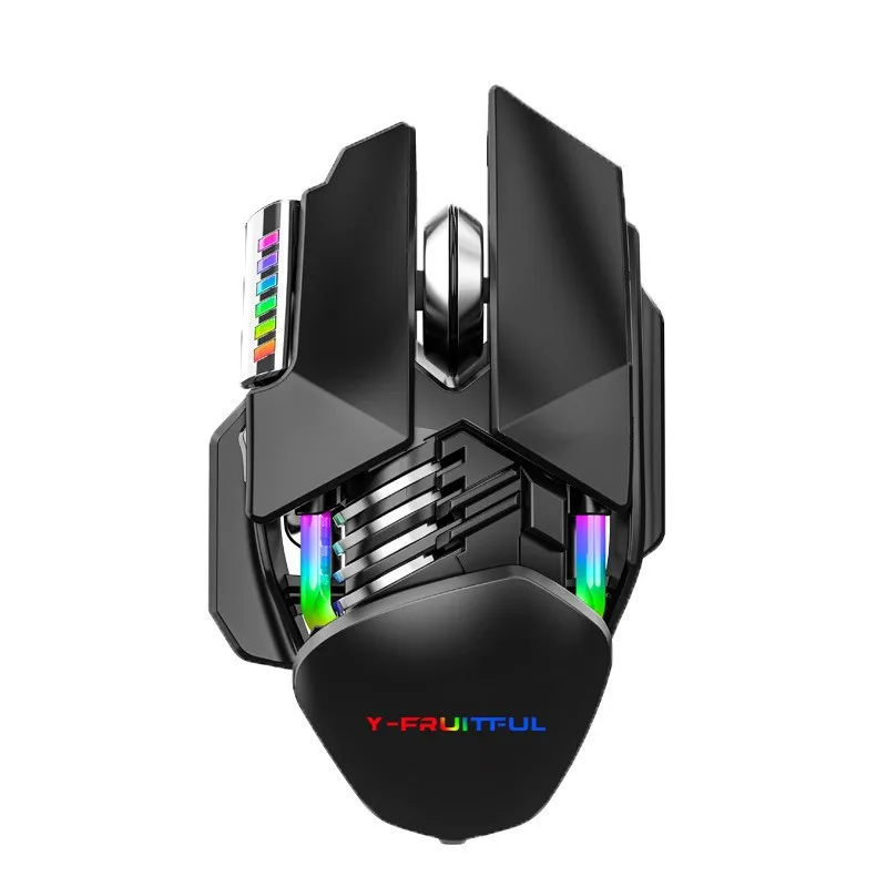 Ratón inalámbrico recargable con Bluetooth para deportes electrónicos, RGB, definición Macro, programación, ratón mecánico para jugadores