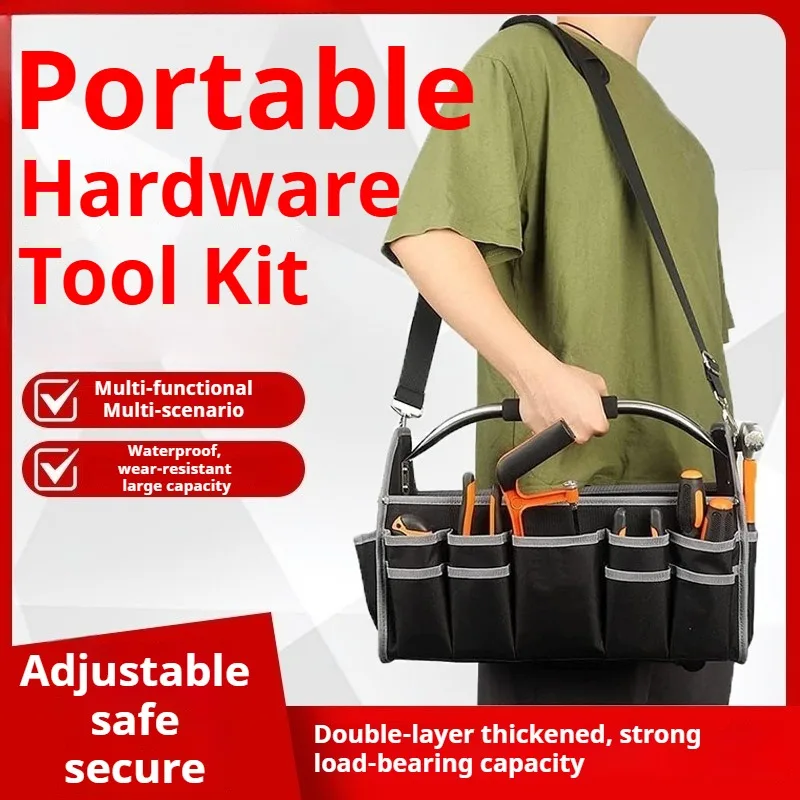 Portable Oxford Cloth Tool Bag Large capacity Multi-Pocket Portable Tool Adjustable Strap Automotive Repair  Construction tool