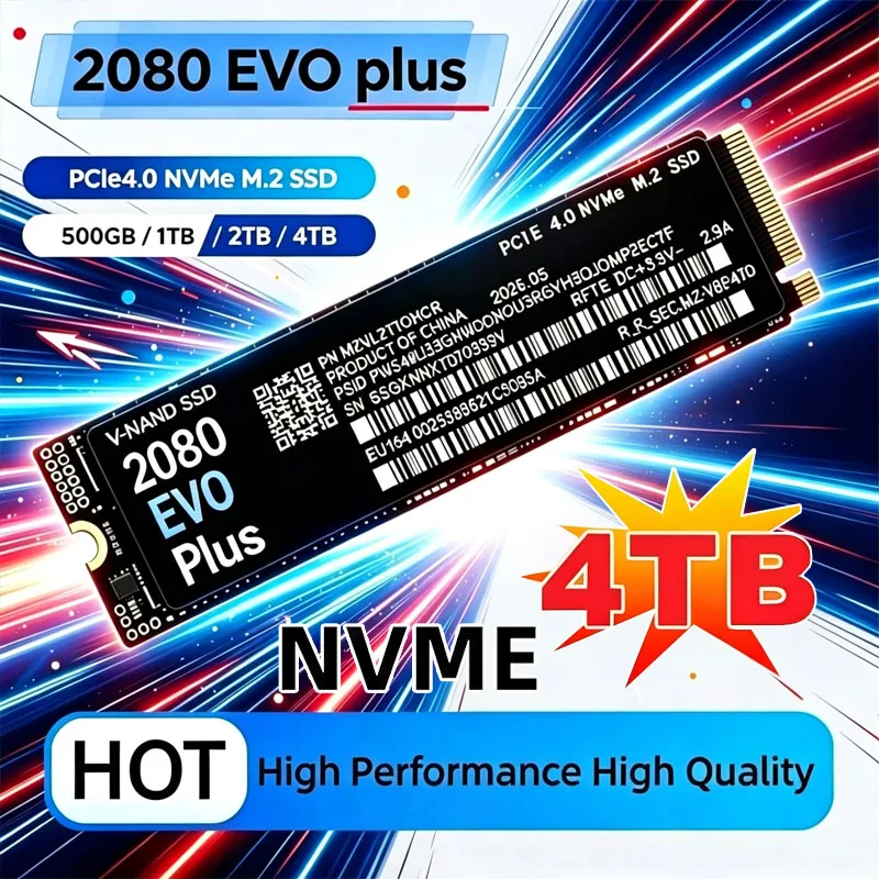 2026 New 2080 EVO Plus 1TB 2TB 4TB PCIe Gen4 NVMe M 2 SSD High Speed Gaming Drive For PS5 Laptop Desktop PC