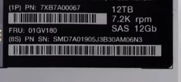For Lenovo 7XB7A00067 01GV180 12TB SAS 7.2K 12GB 3.5 SR Server Hard Drive