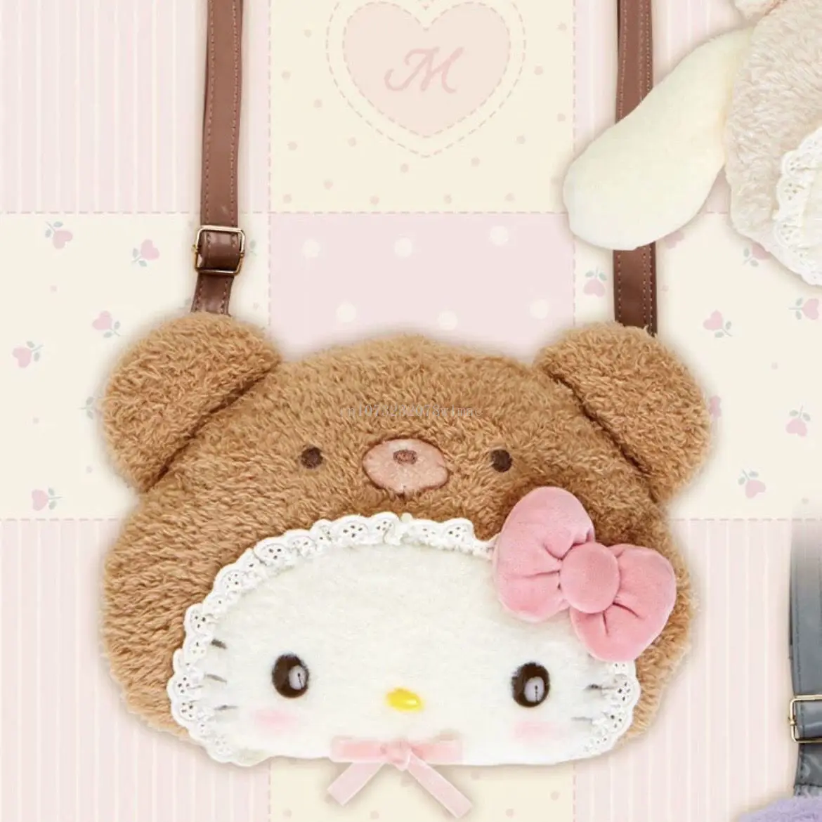 Sac à bandoulière en peluche Sanurgente Latte Baby Series pour femmes, sac à main souple, sac messager de dessin animé Kawaii, Hello Kitty, cadeau