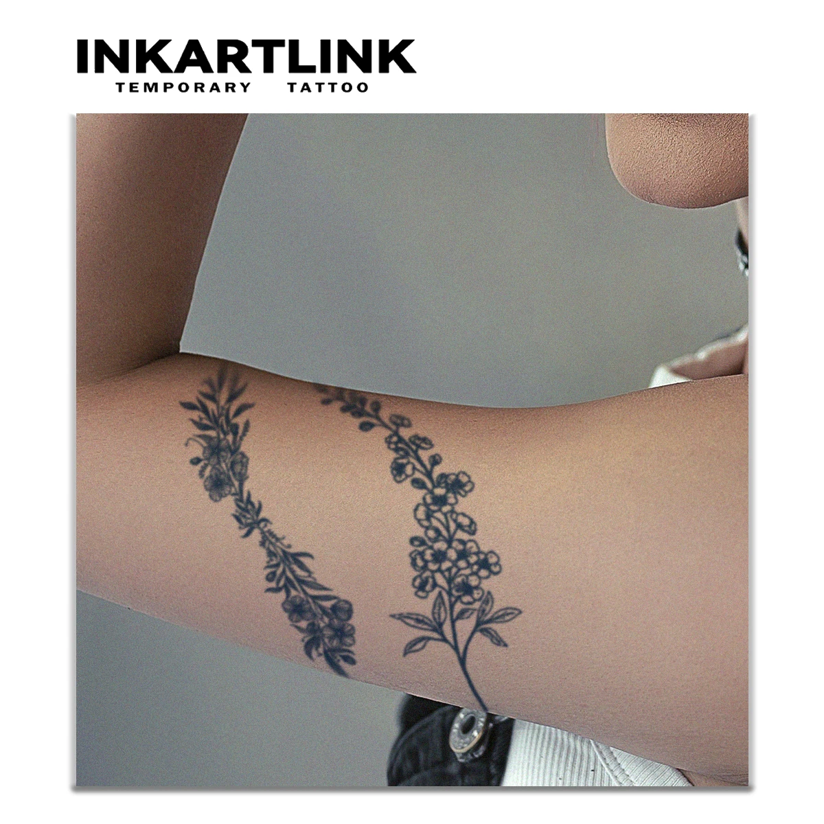 INKARTLINK Botanical Floral Wreath Waterproof Tattoo Sticker for Beach, Parties, Wedding Guests & Daily Chic.