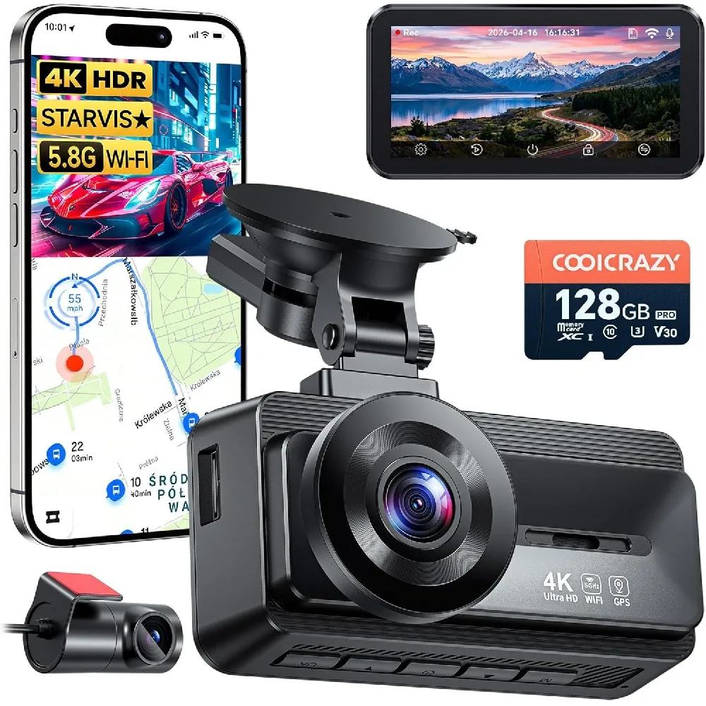 New 4K Cam Front and Rear Loop Recording Voice Control 24H Parking Mode GPS AI Motion Detection 4G LTE Remote Access camera