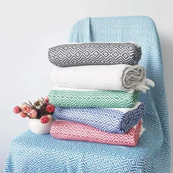 Turkey Beach Towel Wrap Scarf With Tassel Cotton Linen Striped Quick-drying Shawl Outdoor Sunscreen Scarf Picnic Mat 180*100cm