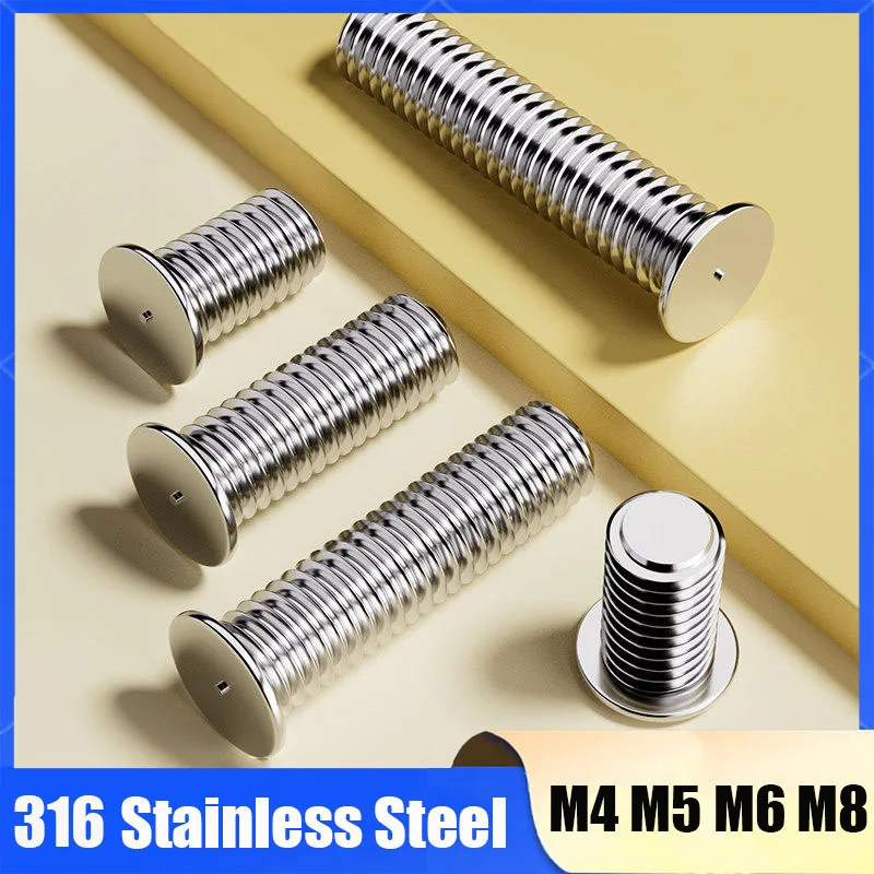 5~50Pcs M4 M5 M6 M8 316 Stainless Steel Spot Welding Screws Weld Studs For Capacitor Discharge Projection Welding Screws