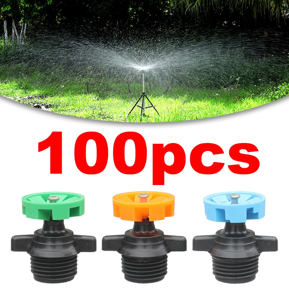 

100pcs Automatic Rotation Nozzle Watering Irrigation Rotating Nozzle 360° Watering Nozzle for Garden Lawn Flower Vegetable