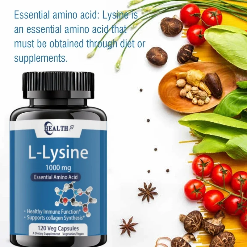 LLysine 1000mg 120 Tablets Enhances Absorption Assimilation for Skin Lip Integrity Collagen Support