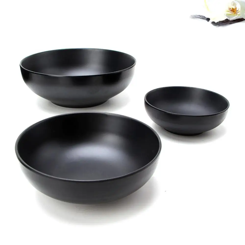 Melamine Bowl Tableware Japanese Style Ramen Bowl Imitation Porcelain Noodle Container Porridge Rice Soup Black Bowl For Home