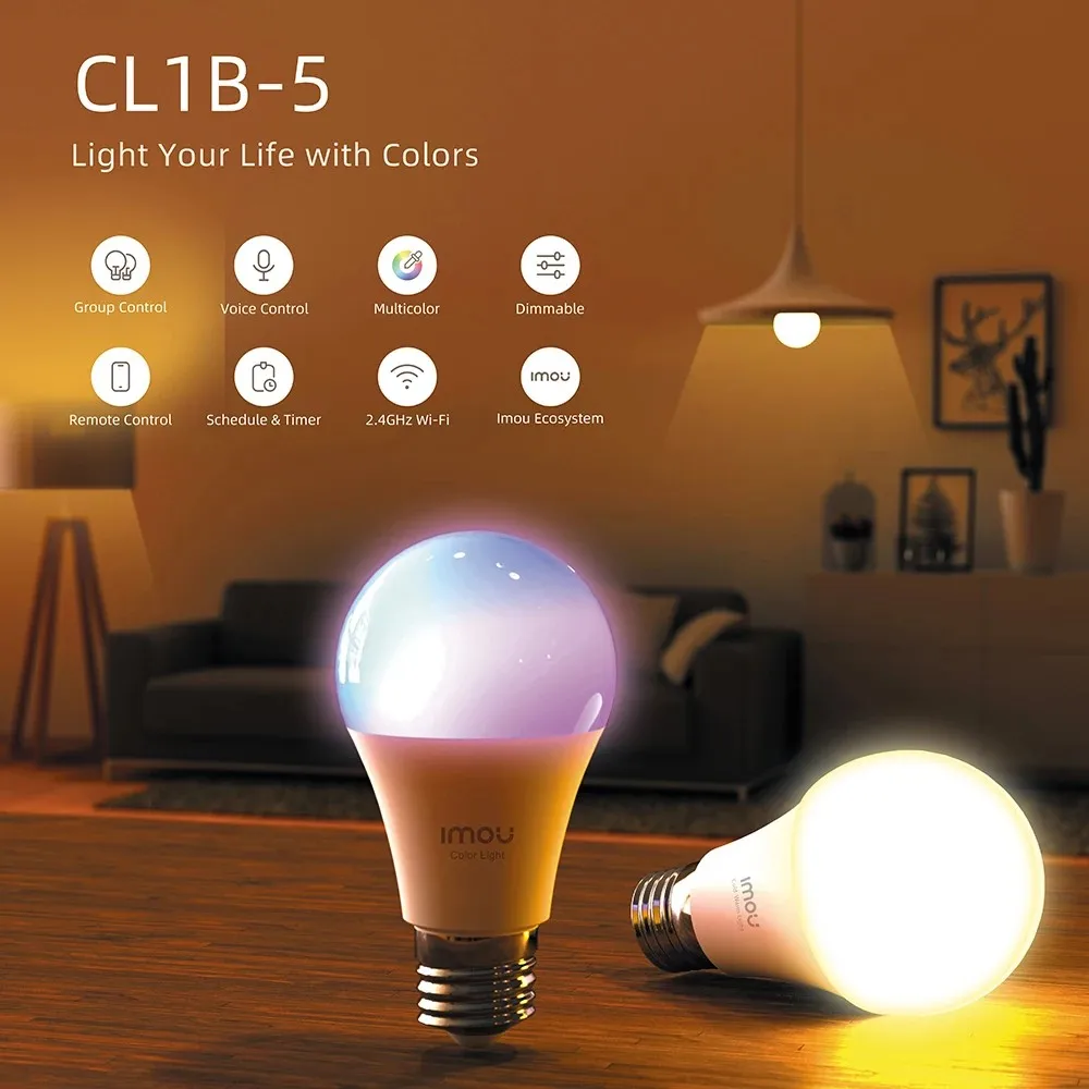 Imou B5 Bulb Smart Home Ambience Light Wifi Warm & Cool Lamp APP Control 16 Million Color 9W RGB LED Work With Alexa Google Home