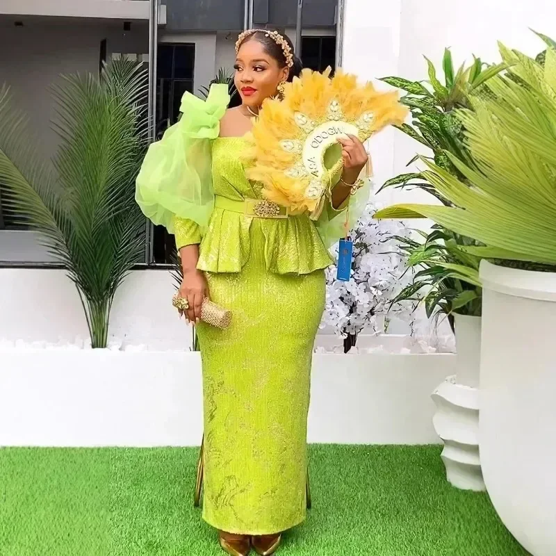 Африканские платья по индивидуальному заказу для женщин, модные рождественские вечерние платья больших размеров, длинное платье с блестками, Дашики, Анкара, наряд, халат Afri