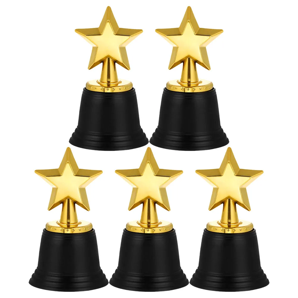

5pcs Star Shaped Plastic Trophies for School Competition Golden Award Kids Trophy Set Suitable for Sports Events