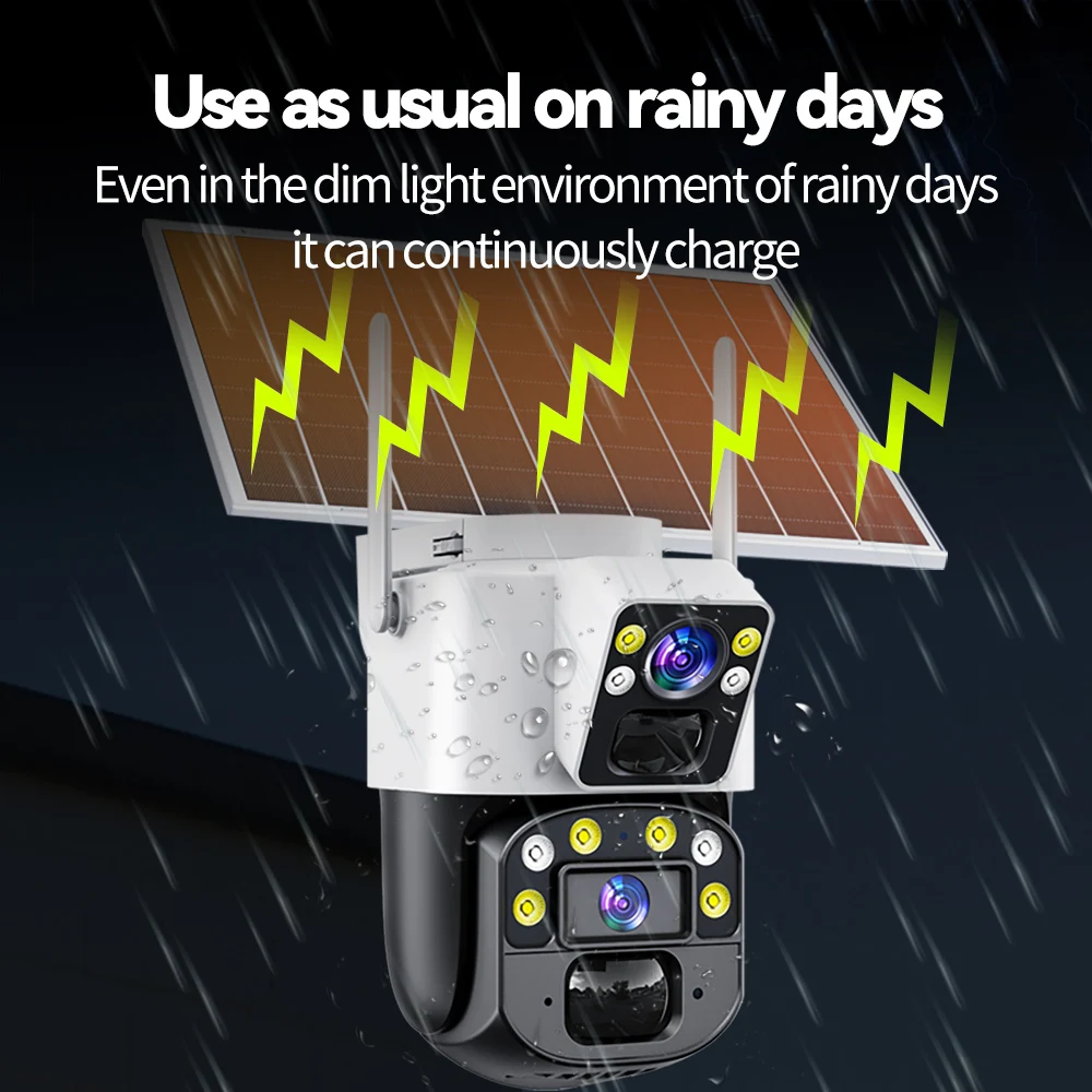 8MP AOV الشمسية 4G كاميرا متحركة عدسة مزدوجة في الهواء الطلق مقاوم للماء 24/7 سجل للرؤية الليلية الصوت كشف الحركة 4G SIM كاميرا تعمل بالطاقة الشمسية #3