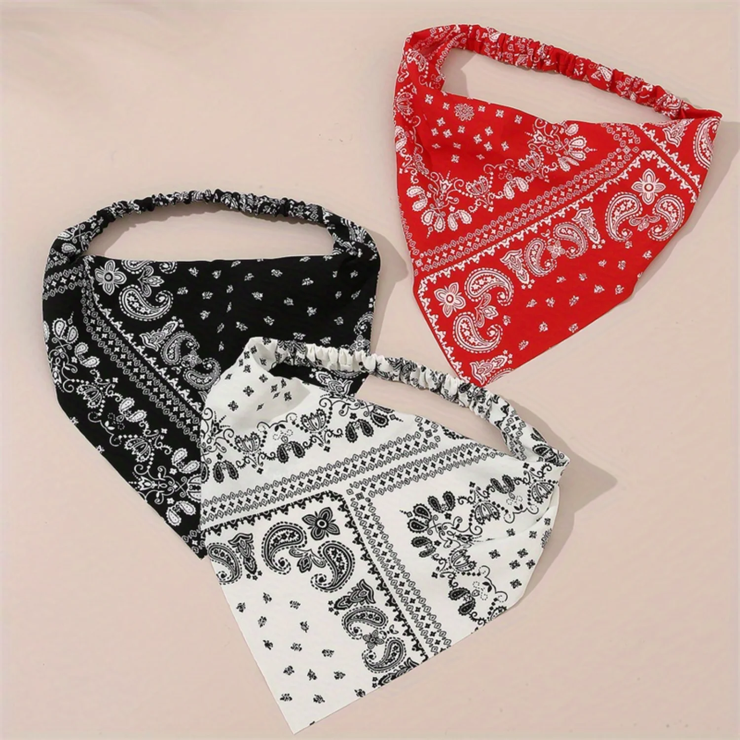 3pcs/Set Floral Hair Bandanas Headband Turban Head Kerchief  Elastic Headwear Hair Accessories Silk bonnet for sleeping Bonnet