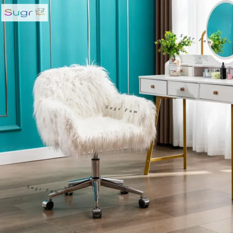 Moderno ergonômico falso cadeira de escritório cadeira fofa salões meninas maquiagem vaidade cadeira design ouro silla plegable móveis para casa
