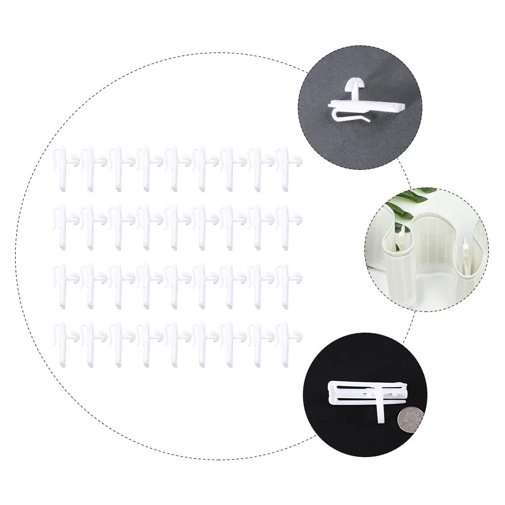 

100pcs Nanometer Curtain Hooks Plastic Drapery Pin Hooks For Bedroom Living Room Kitchen Wear-Resistant Clip Style