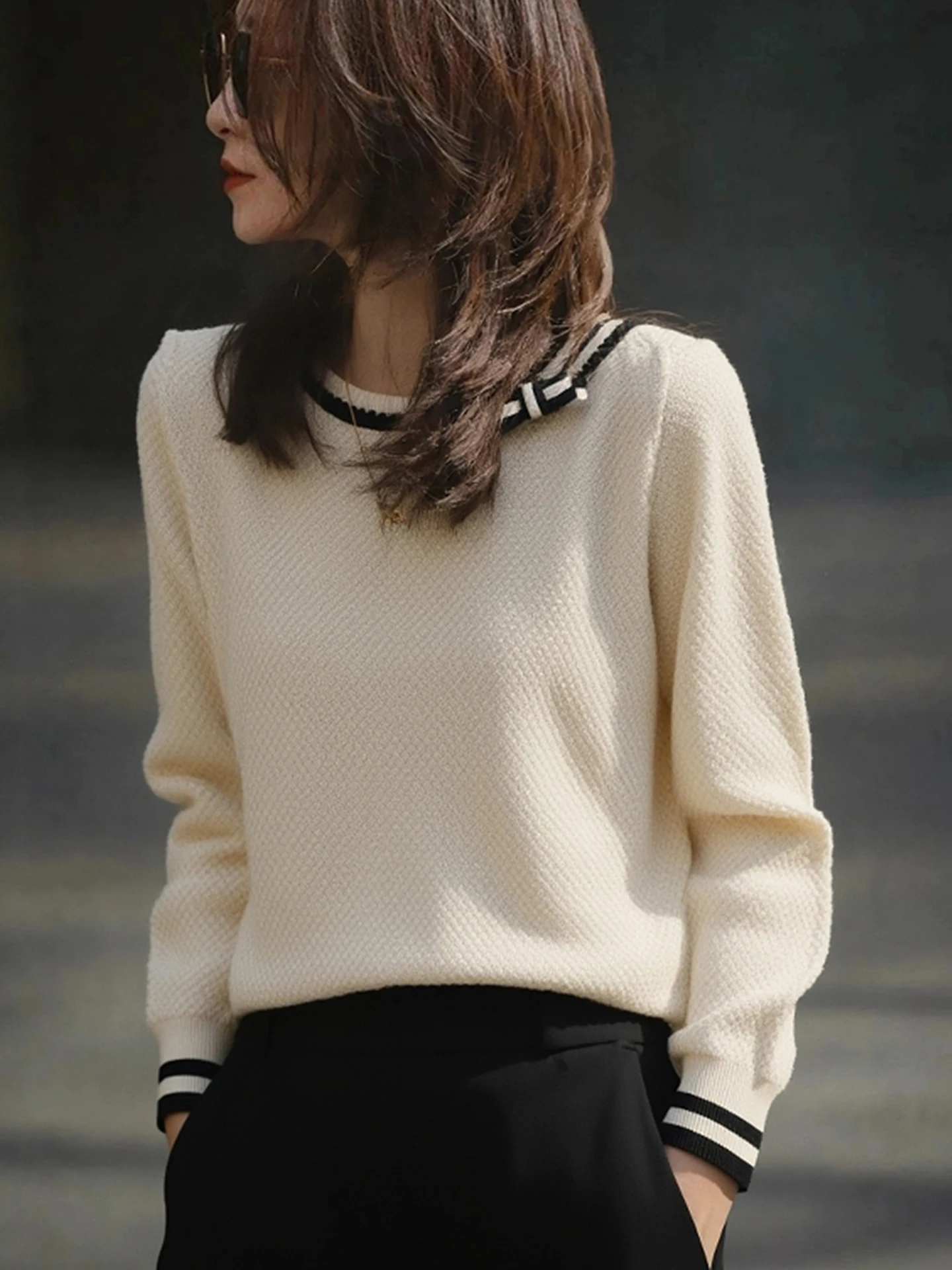 

Slimming Faion round Ne Base irt Top Long Sve Knitted Sweater Winter Sle Women's Comfortable Fit Camere Knitwear