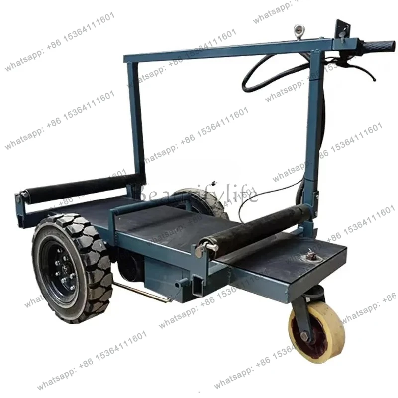 Electric four-wheel construction site pull trolley Electric pull glass folding truck Transport trolley