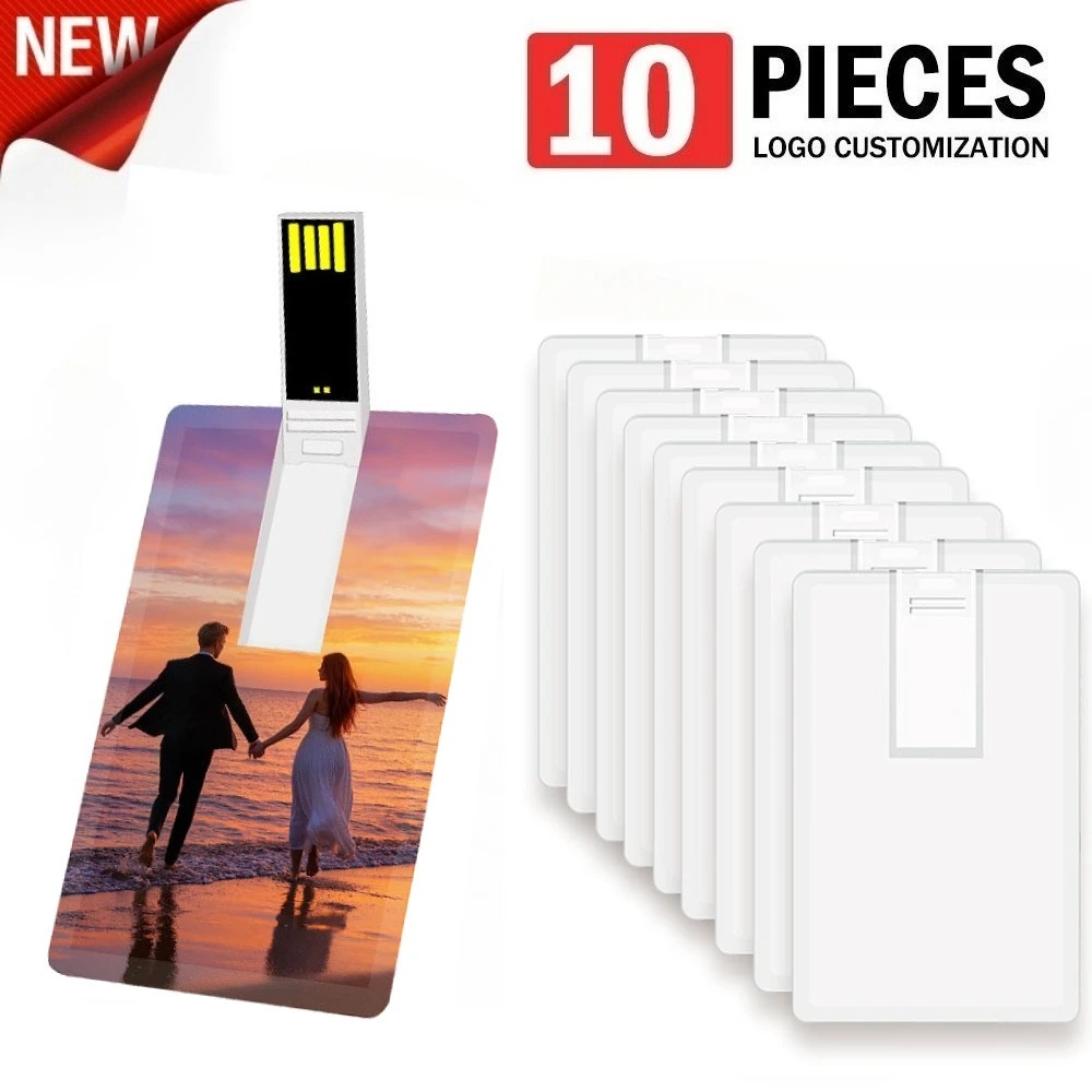 

10PCS Customized Credit Card 16GB 32GB USB Flash Drive USB2.0 Pendrive 4GB 8GB Personalizado Logo Memory Stick Pen Drive