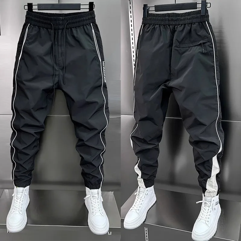 Spring Summer Thin 2026 Quick-Drying Casual Men's Splicing Breathable Air Conditioning Pants Elastic Waist Tights Men's Clothing