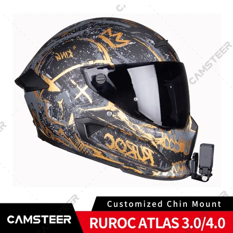 for RUROC Atlas 3.0/4.0 Custom Aluminium Helmet Chin Mount for GoPro Hero 12 11 10 Insta360 X4 AcePro DJI Action 5Pro 4 Camera
