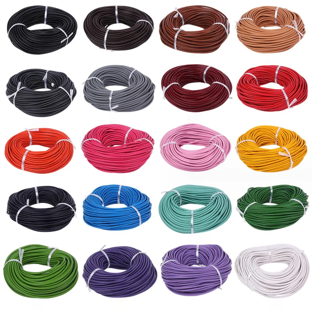 2meters 3/4/5/6mm colorful Braided Genuine Leather Bracelet Findings Round Leather Cord String Rope DIY Necklace Bracelet Making