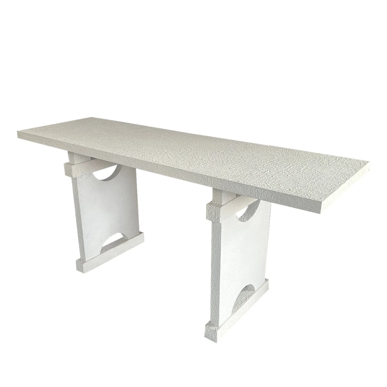 # Top Trending Minimalist Living Room Hotel Use White Rough Uneven Cement Finish Wooden Frame Console Tables