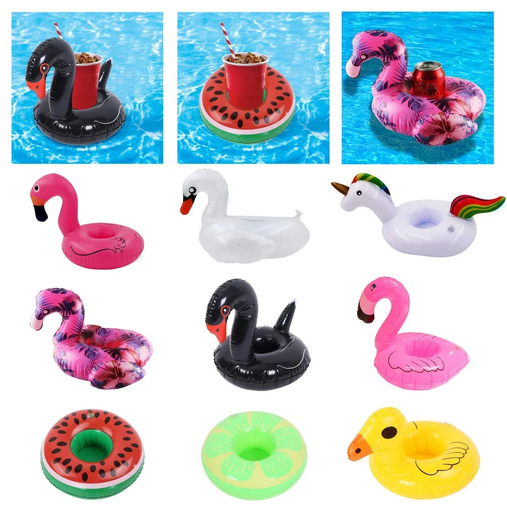 

1PC Pool Float Inflatable Cup Cartoon Swan Flamingo Cup Cushion Swimming Pool Party Decoration Inflatable Coaster Drink Holders