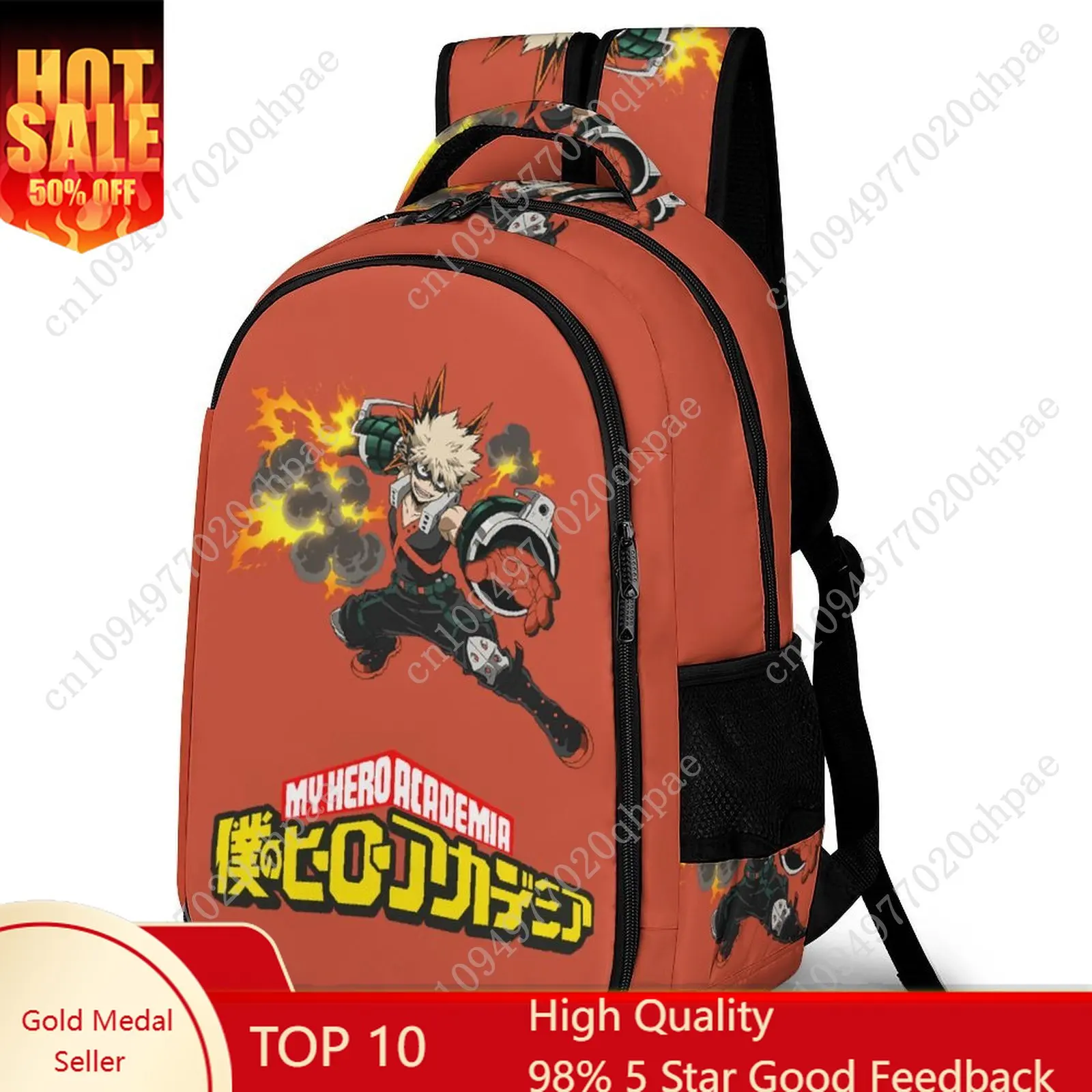 

Детский школьный рюкзак My Hero Academia Bakugo Katsuki для мальчиков и девочек, вместительный, с карманами, настраиваемый, персонализированный подарок