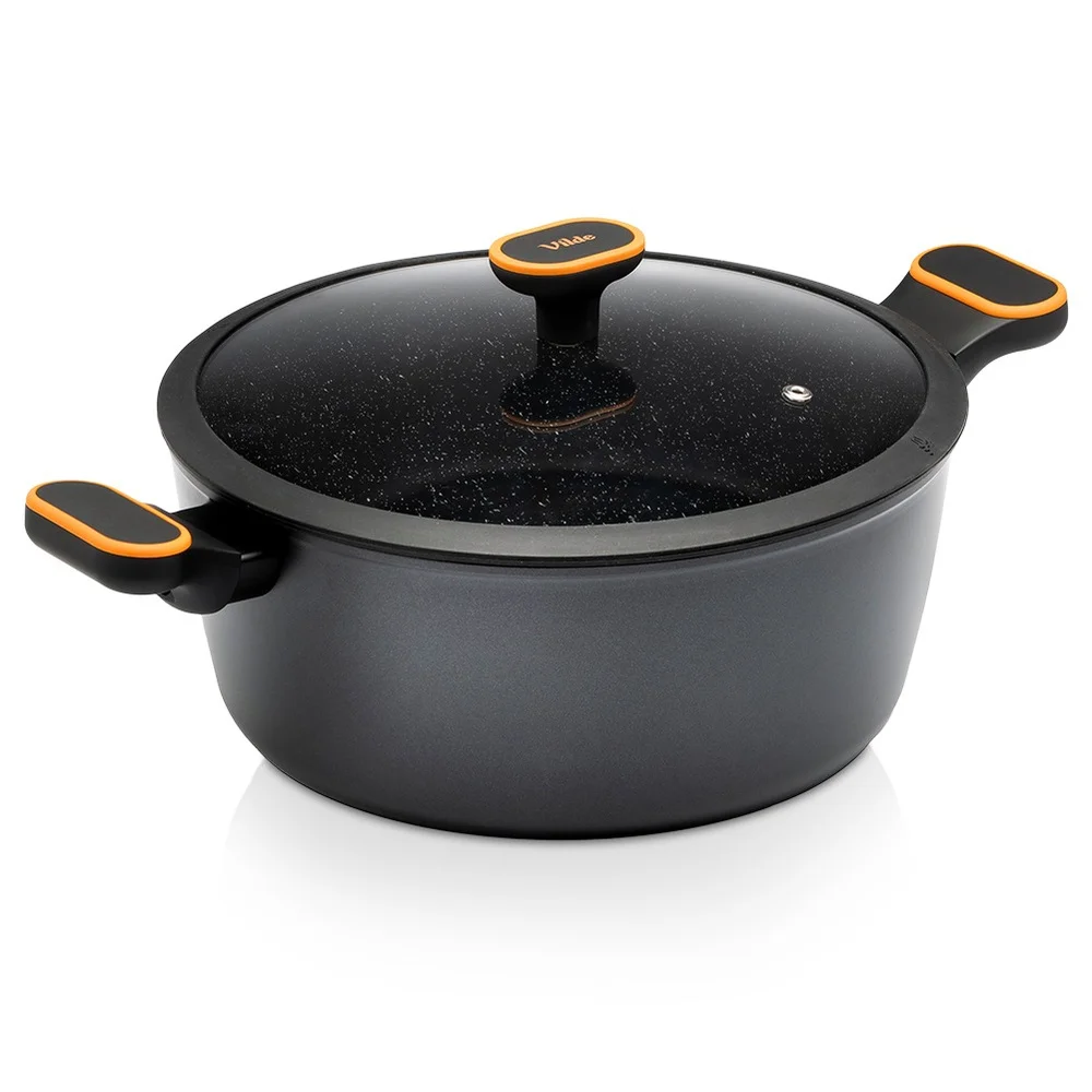 TERRUNA 28 cm 6 L Glazen Deksel Granieten Pan Anti-aanbak Soepkookpan Pasta Groente Vlees En Andere Voedingsmiddelen Praktische Keukenpan Met Deksel Voor Dagelijks Koken