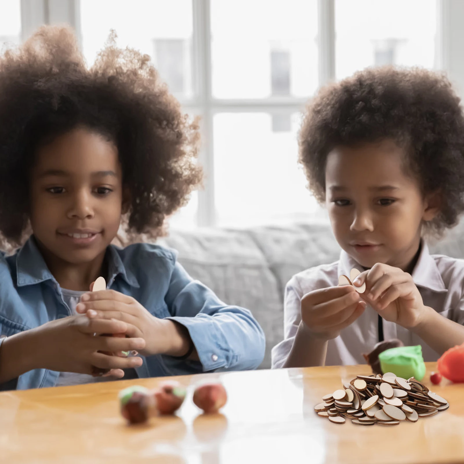 

200pcs Diy Slices Unfinished Oval Cutouts Smooth Natural Wooden Pieces For Craft Projects Kids Handmade Decor Supplies Crafts