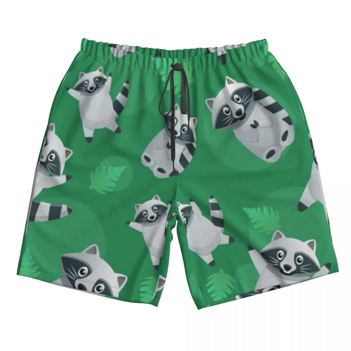 Men's Swimming Shorts Tropical Racoon Pattern Trunks Beach Wear
