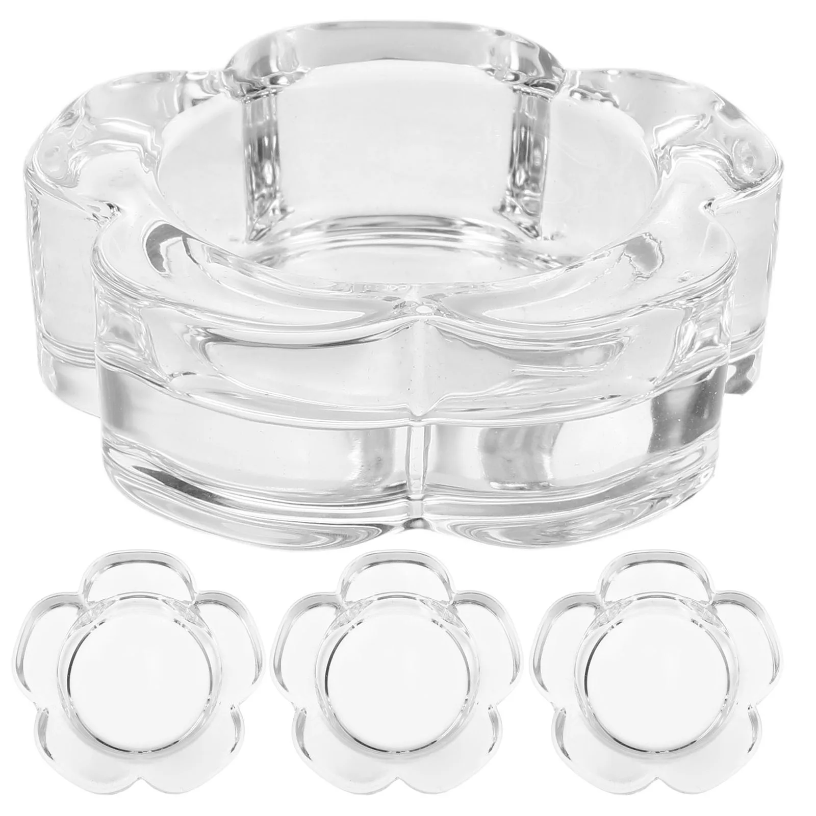 

4Pcs Glass Plum Blossom Holders Vintage Decorative Tea Light Stand for Romantic Dinner Wedding Table Centerpieces