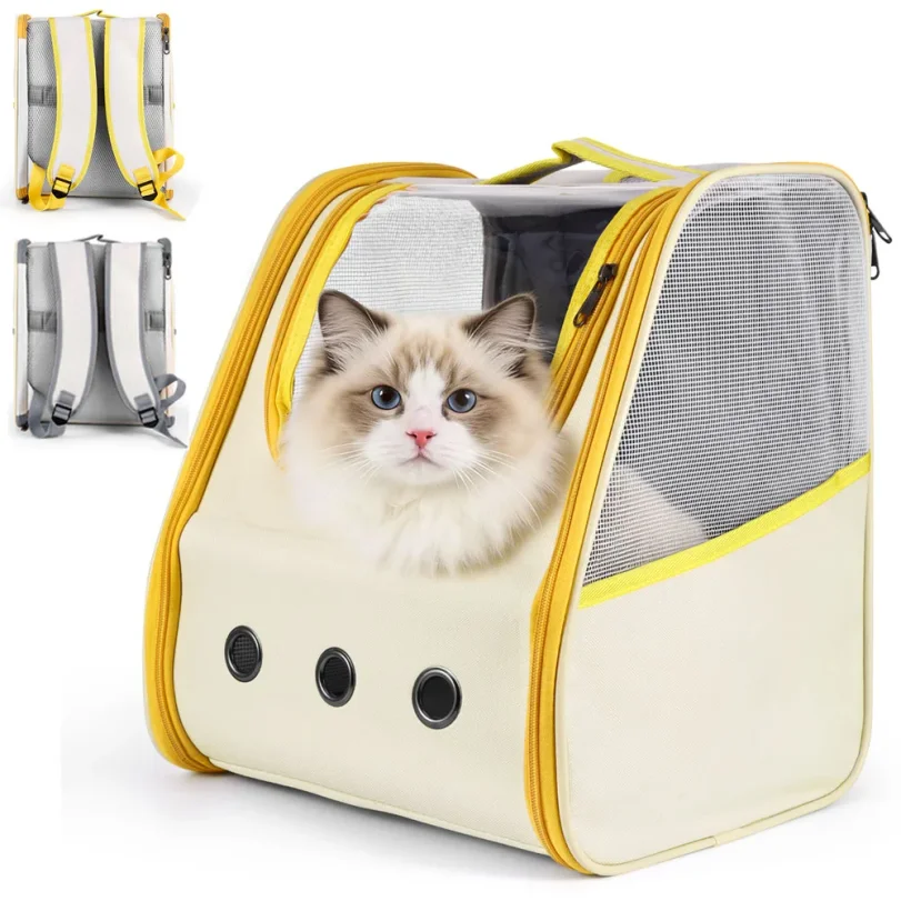 

33L Cat Backpack Breathable Pet Carrier Backpack Multi-entrance Front Pack for Travel Hiking Camping Kitten Puppy Rucksack Carry