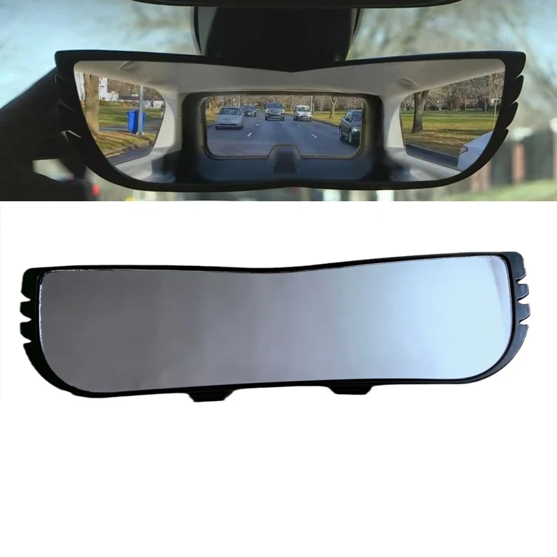 Car Wide-Angle Rearview Mirror Thickened Anti-glare HD Car Rear View Mirror Clear Tint Convex Mirror Fits Most Cars, SUVs, Truck