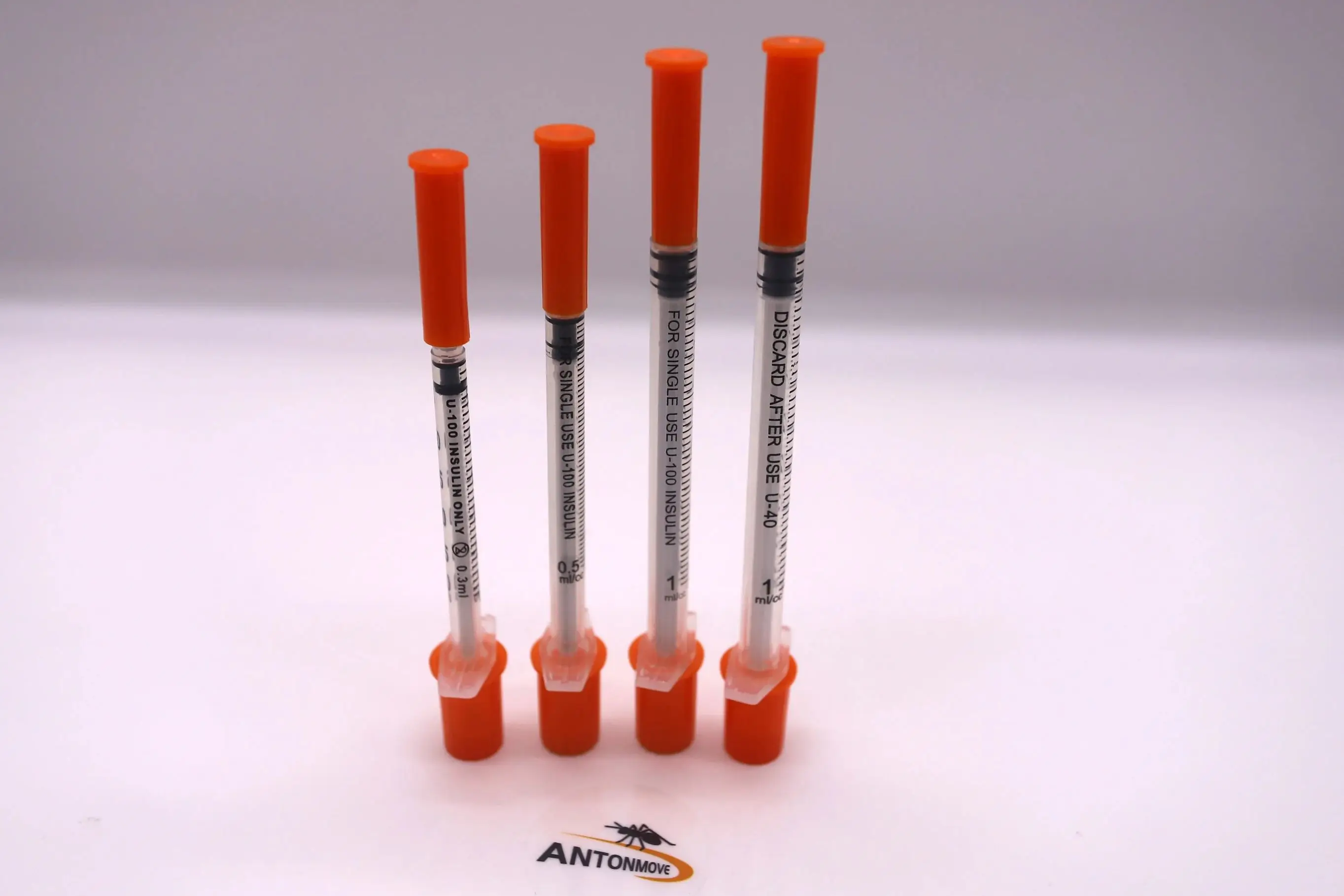 0.3/0.5/1ML Disposable Plastic Veterinary Syringe Orange Cap Sterile Insulin Syringe With Needles For Pet Farm Animal