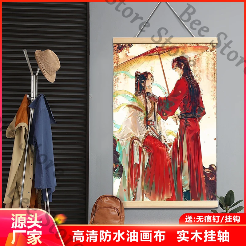 

Аниме Heaven Official's Blessing Xie Lian Hua Cheng, квадратный элемент, гостиная, спальня, украшение, холст, полюс из цельного дерева