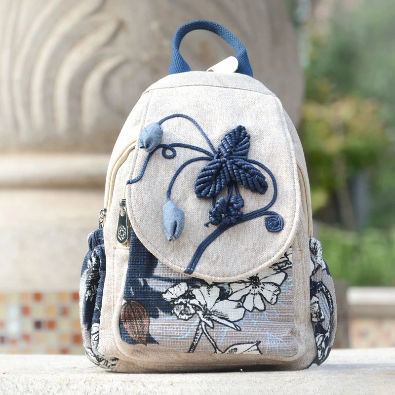 Women Artistic Embroidered Backpack Lady Ultra Lightweight Design for Effortless Carrying Stylish Crossbody Bags Compact Daypack