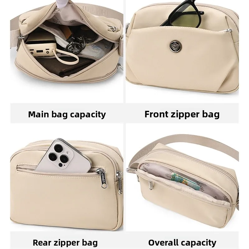

Faionable Ox Cloth Nylon oulder Bag Women's Crossbody Multi-layer Mom Bag Spring Summer Travel Bapa