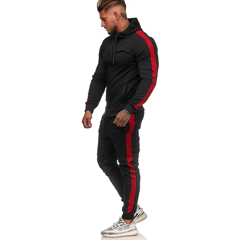 New Tracksuit Men Set Brand Striped Sweatshirt+Sweatpants Male Sport Sets Striped Colorblock Joggers Outfits Spring Autumn M-3XL