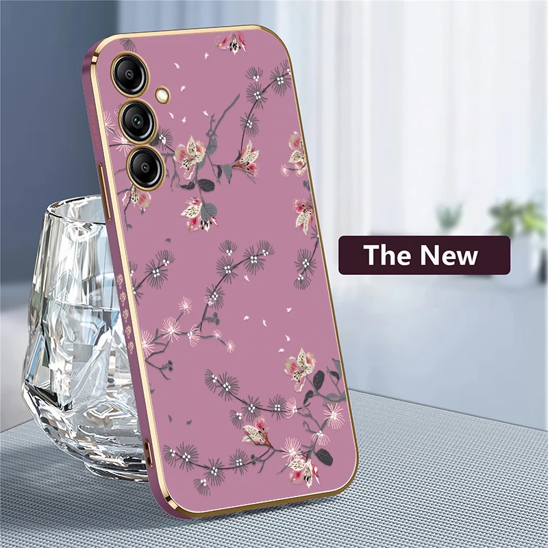 Fiore di modo Cassa Del Telefono Per Samsung Galaxy A34 A54 A15 A16 A25 A73 A81 A35 A55 A21S A13 A23 A33 A53 A14 A24 Placcatura Della Copertura