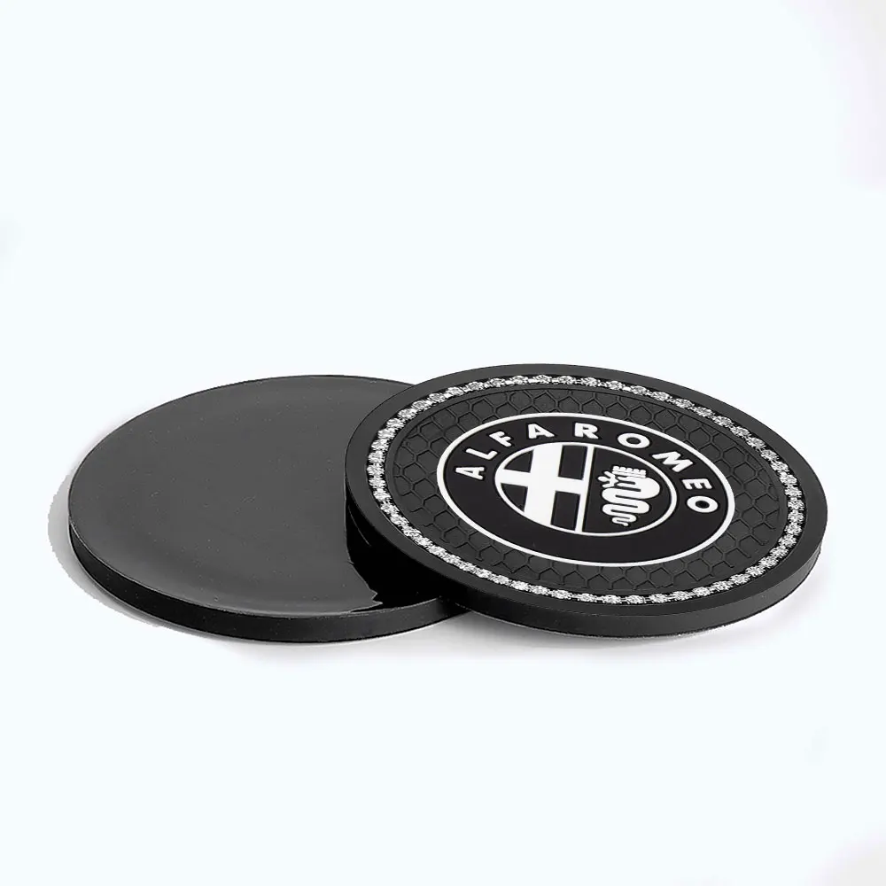 New Non-slip Car Water Cup Pad Diamond Rhinestone Rubber Mat For Alfa Romeo 159 Giulietta Mito 147 156 Stelvio Car Accessories