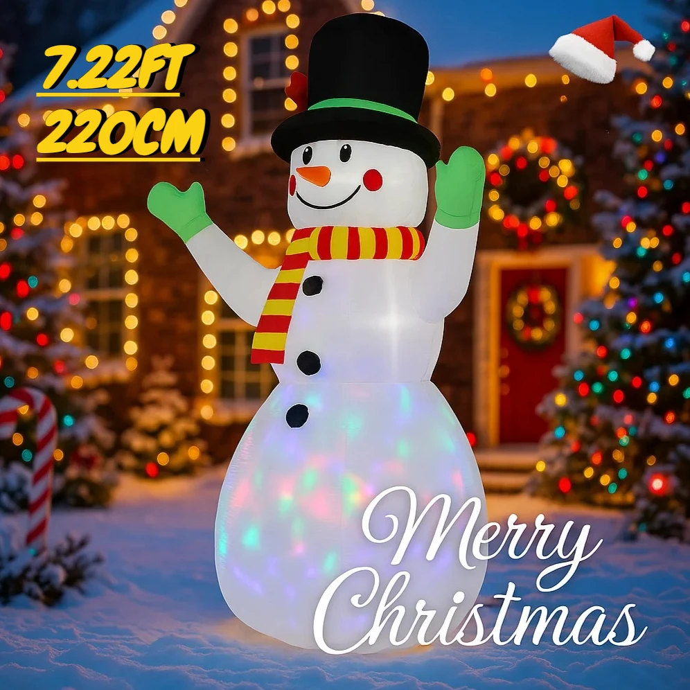 5.91피트 LED 조명이 있는 풍선 장난감 눈사람 가족 크리스마스 장식품 야외 크리스마스 용품 가정 장식품 휴일 선물