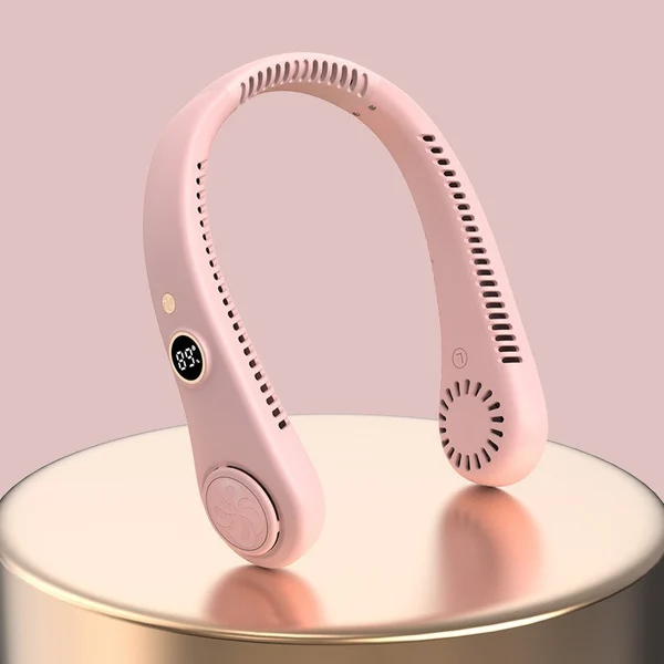Rechargeable Electric Fan Digital Display Hanging Neck Fan Bladeless Design Electric Fan Bladeless Neckband Fan USB Rechargeable image 2